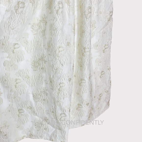 NWT MONIQUE LHUILLIER Spaghetti strap Metallic Jacquard Midi Dress - Ivory - Picture 10 of 16